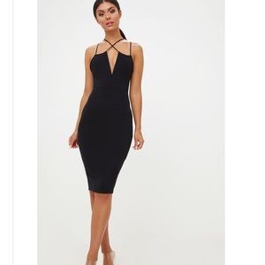 Black Plunge Midi Dress